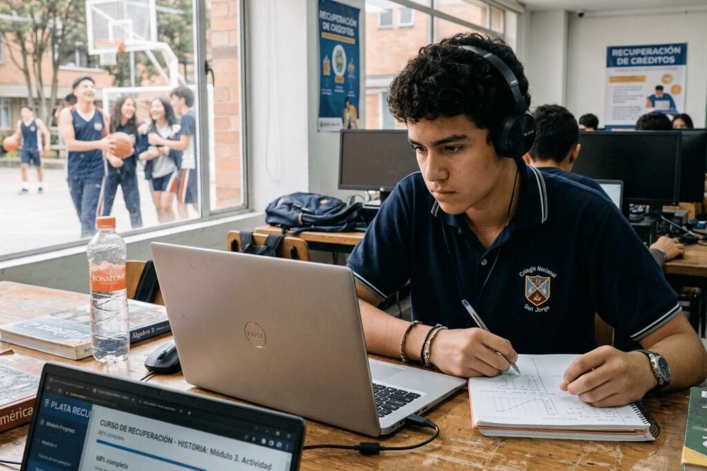 High school student prioritizing online credit recovery before joining extracurricular activities