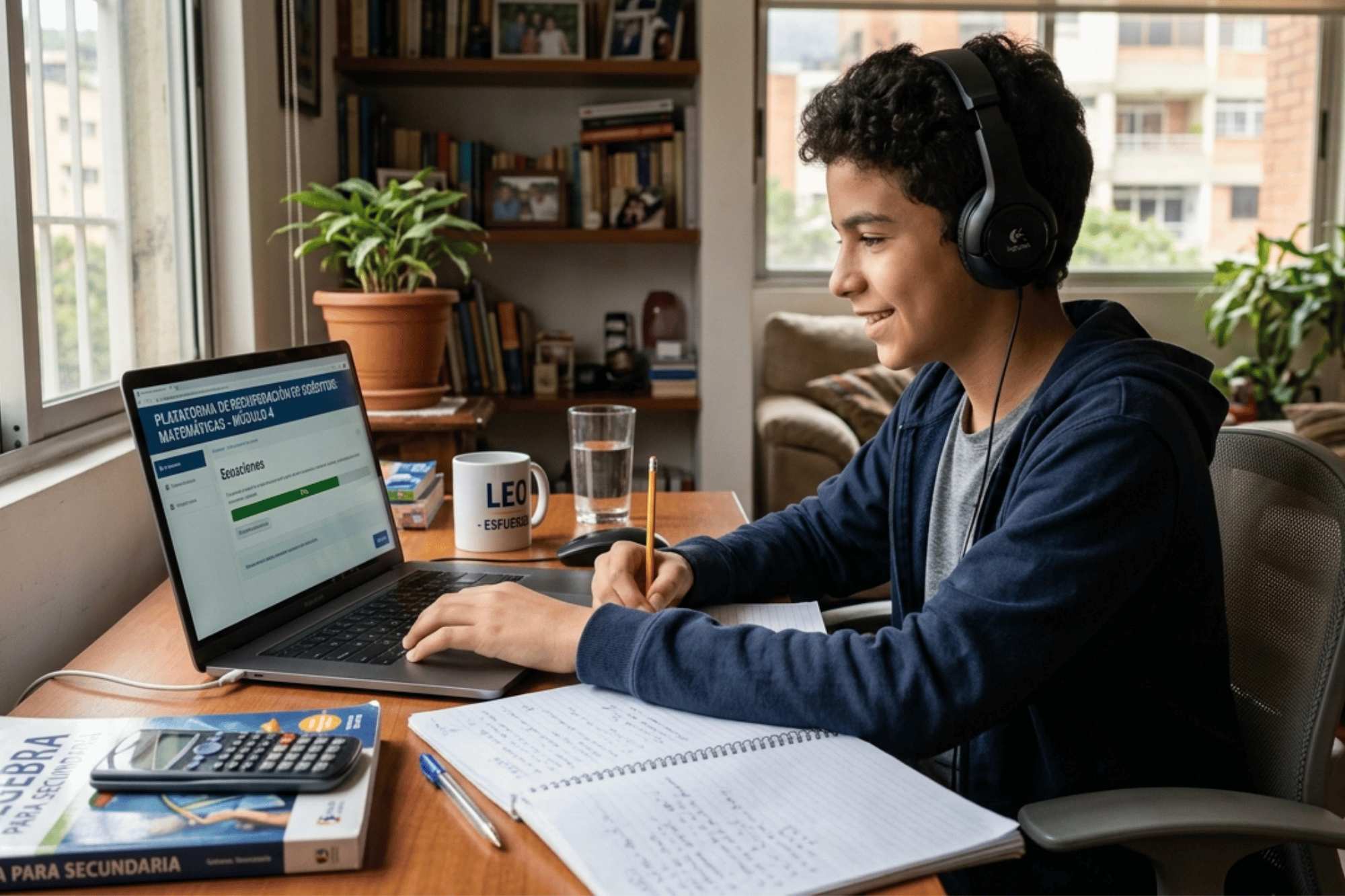 High school student making progress in their credit recovery with virtual support and educational materials
